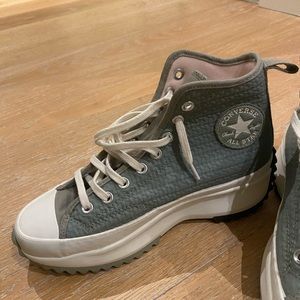 Olive green high top platform converse. Worn once. Size 8.5